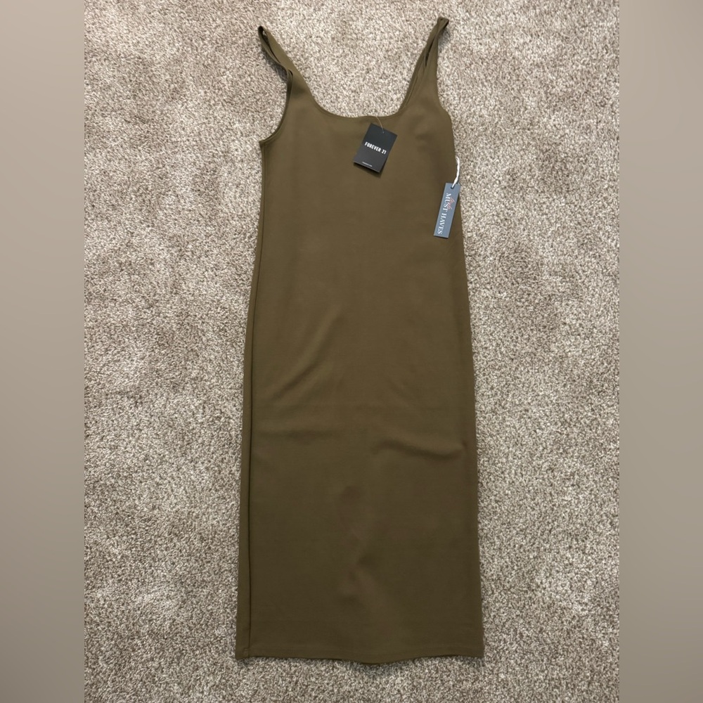 NWT Forever 21 Green Sheath Midi Dress Sleeveless